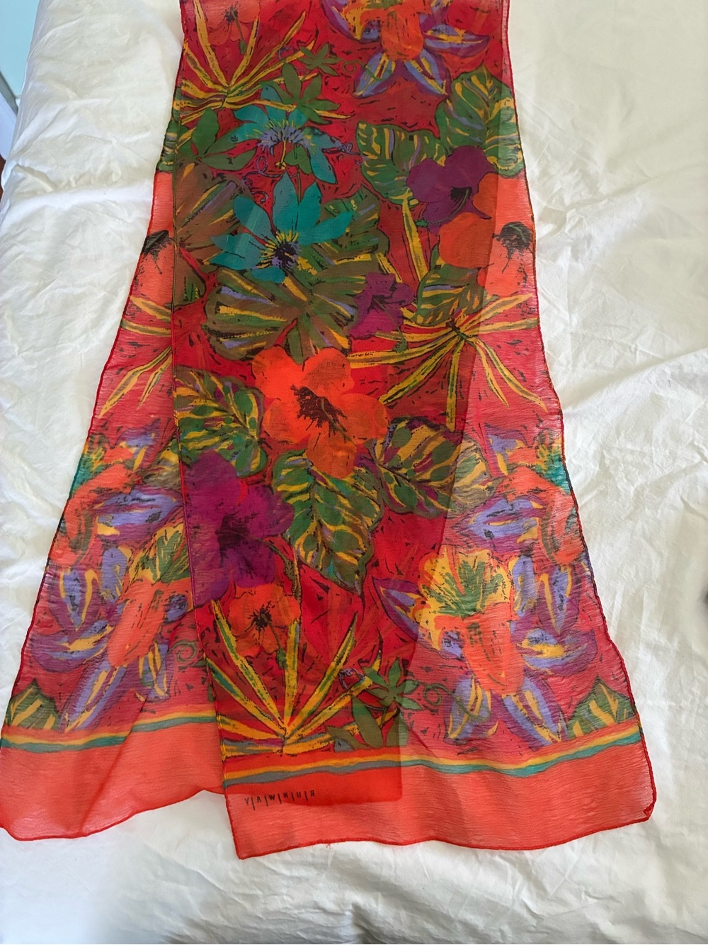Multicolor Floral Lightweight Women’s Scarf - Red Base